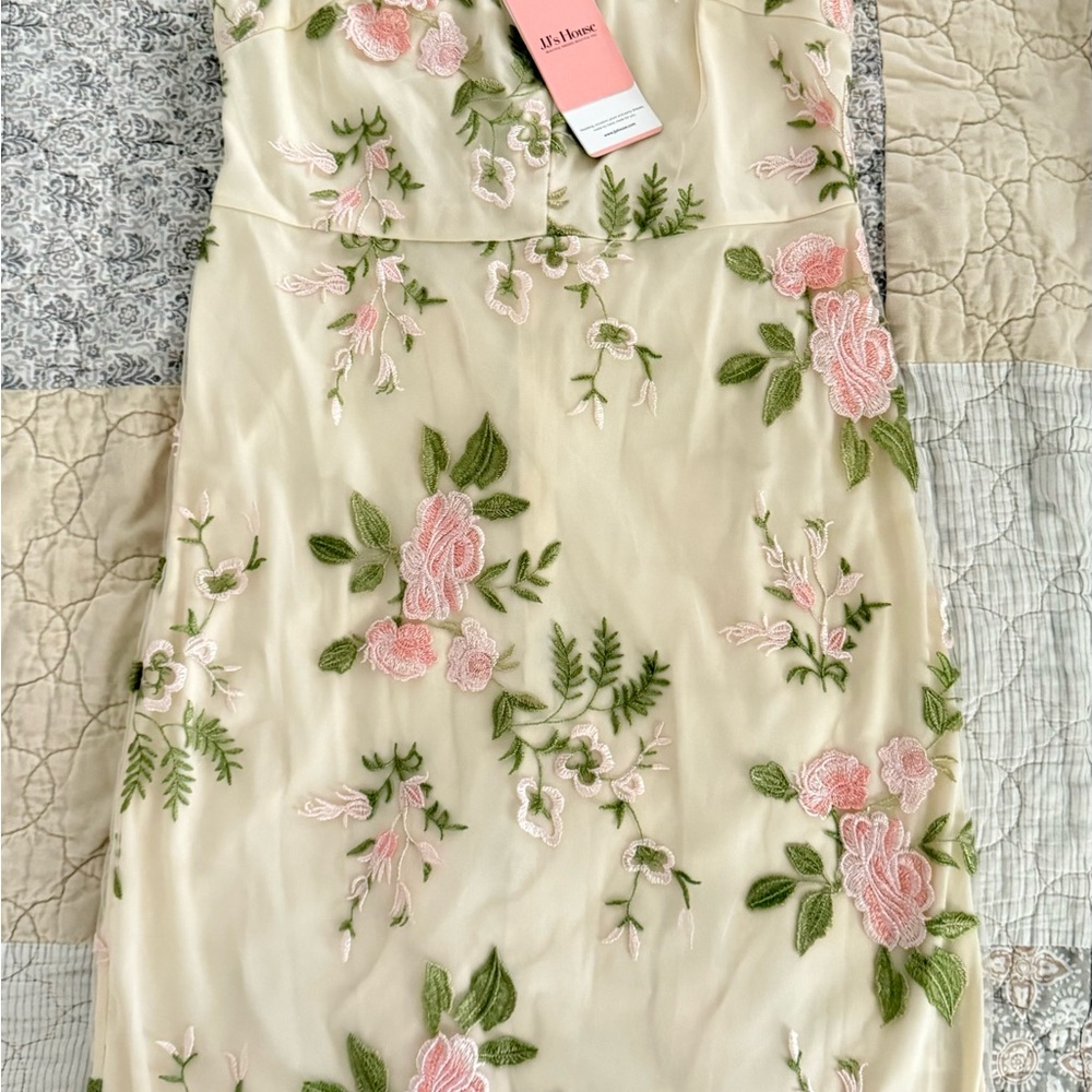 JJ's House Apricot Dress with Pink and Green Embroidery